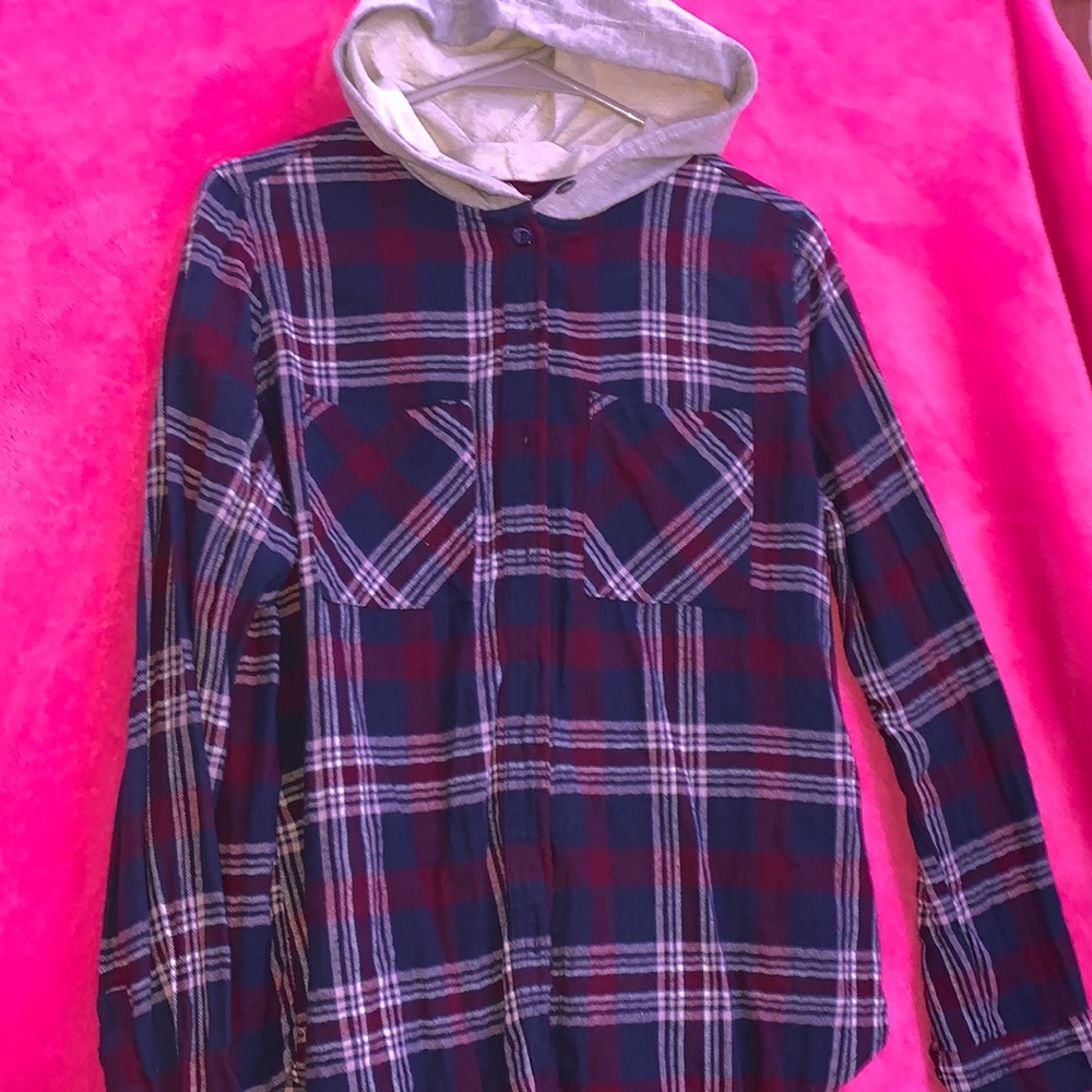 Junior's Large Plaid Hoodie